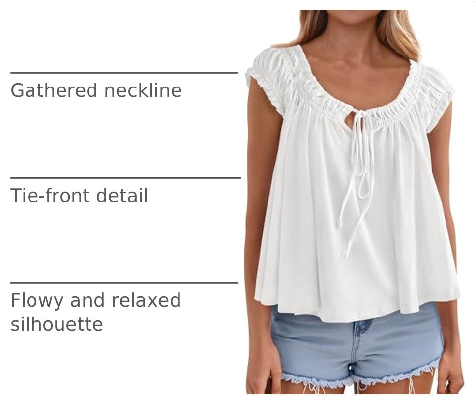 Womens Summer Tank Tops Babydoll Peplum Blouses,White,L