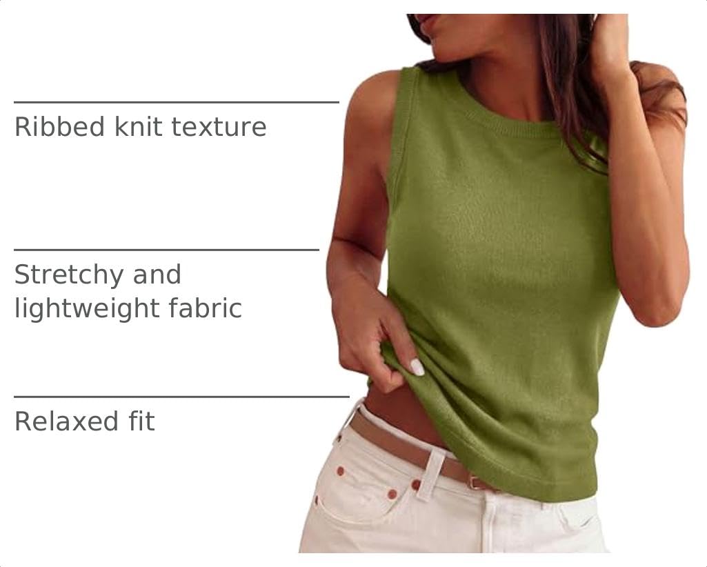 Women's Summer Sleeveless Sweater Tank Tops,Fruit Green,S