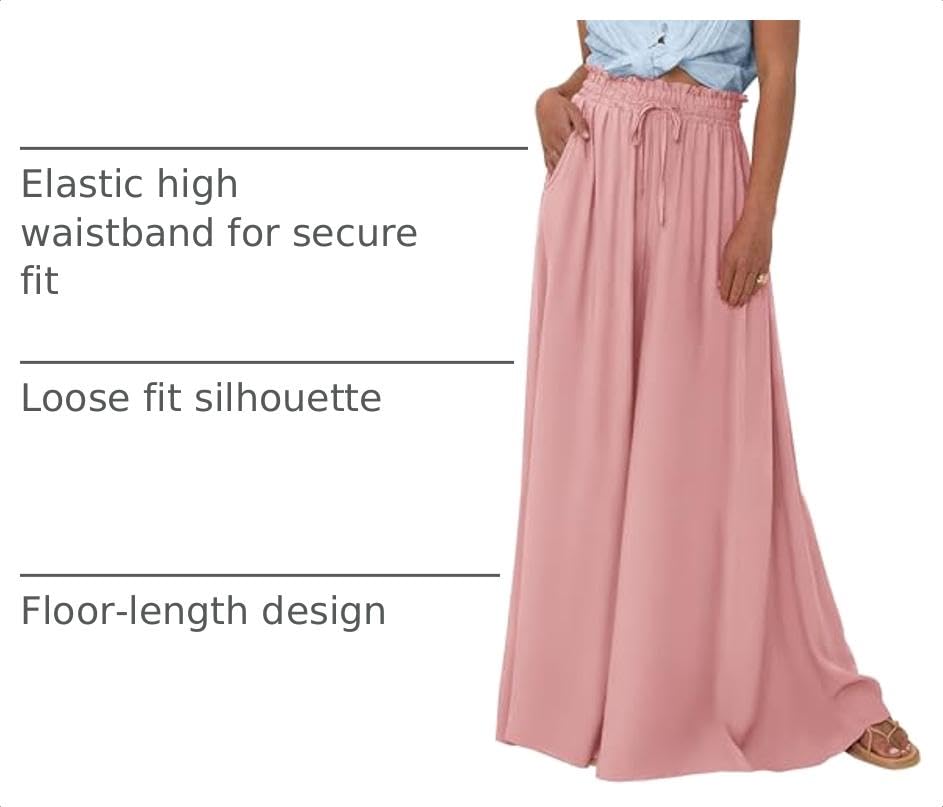 Summer Wide Leg Palazzo Pants for Women Casual,Pink,S