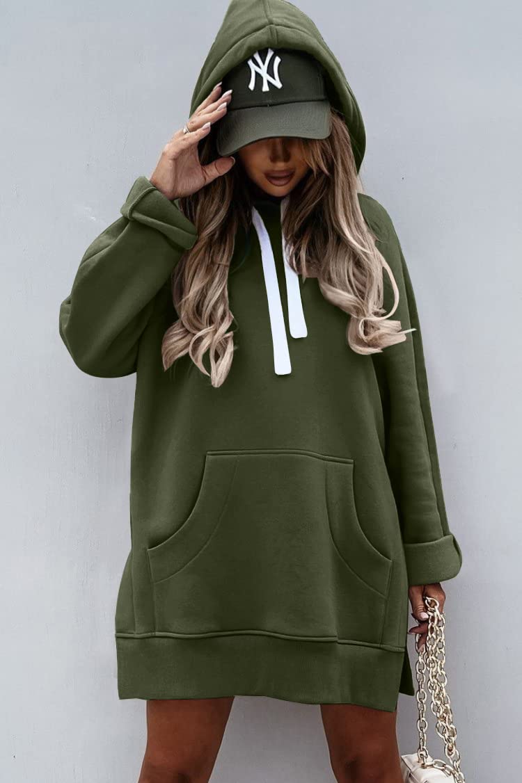 Sweatshirt for Women Fall Oversized Hoodie Dress,Army Green,S