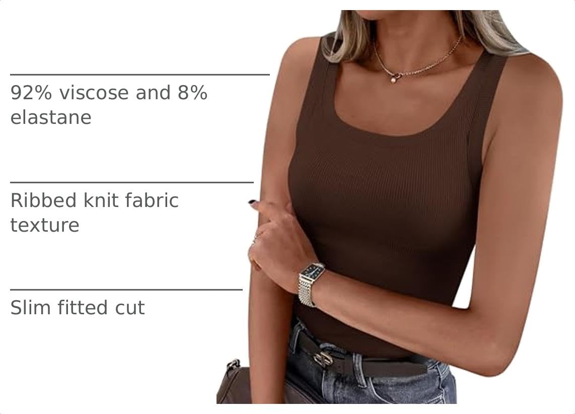 Tank Tops for Women Summer Sleeveless Tops,Brown,XS
