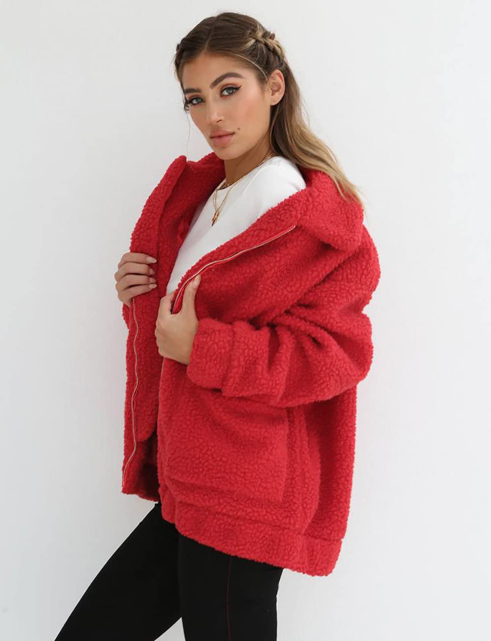 Oversized Sherpa Fleece Jacket Women's Winter Coats Outerwear