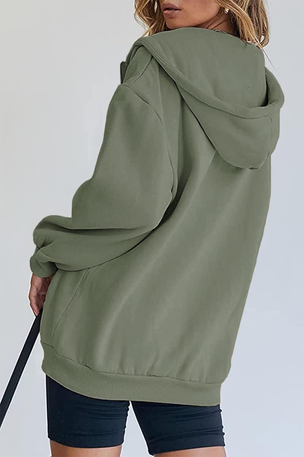 Women's Fall Zip Up Hoodies Sweatshirts Grey Green
