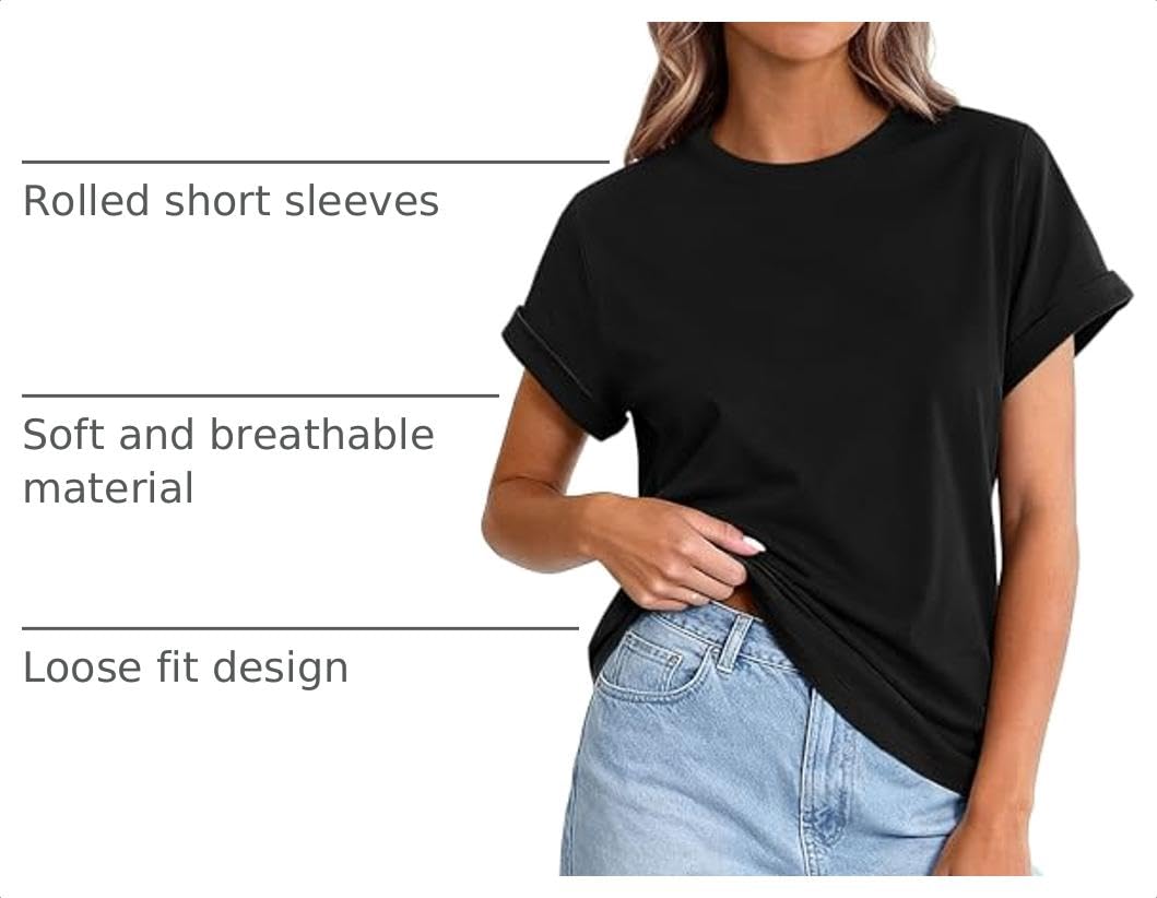 Womens Summer Tops Short Sleeve Shirts,Black,S