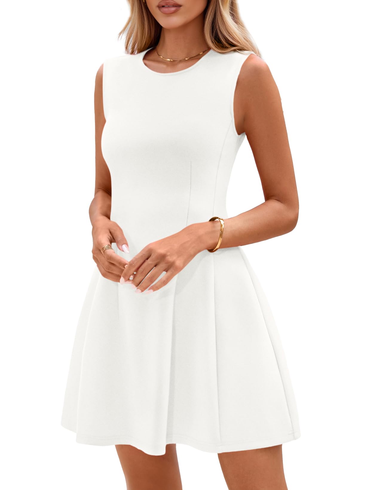 Women's A Line Elegant Summer Cocktail Dresses, White,M