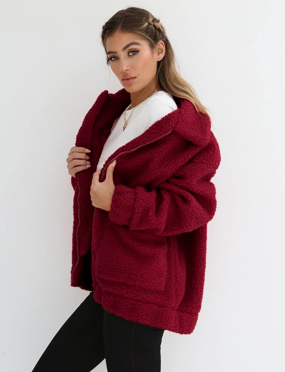 Oversized Sherpa Fleece Jacket Women's Winter Coats Outerwear