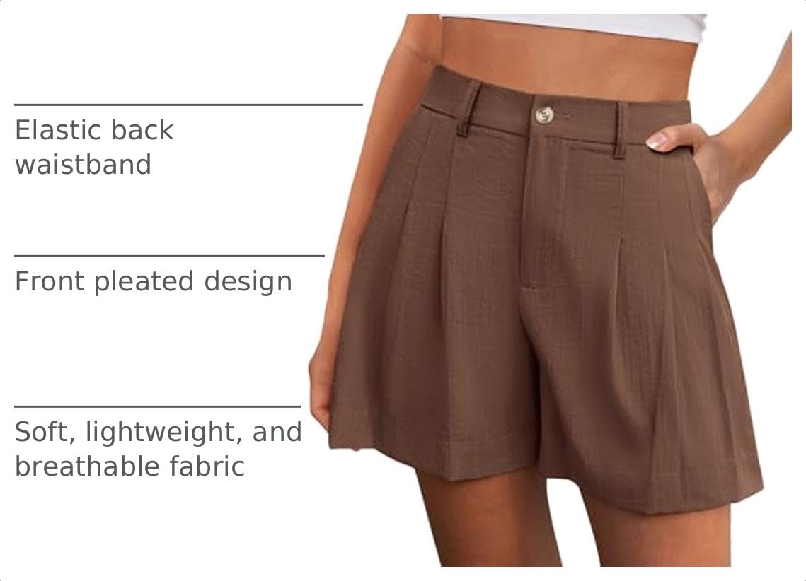 Womens Shorts Dressy Casual High Waisted Wide Leg Trousers,Dark Brown,S