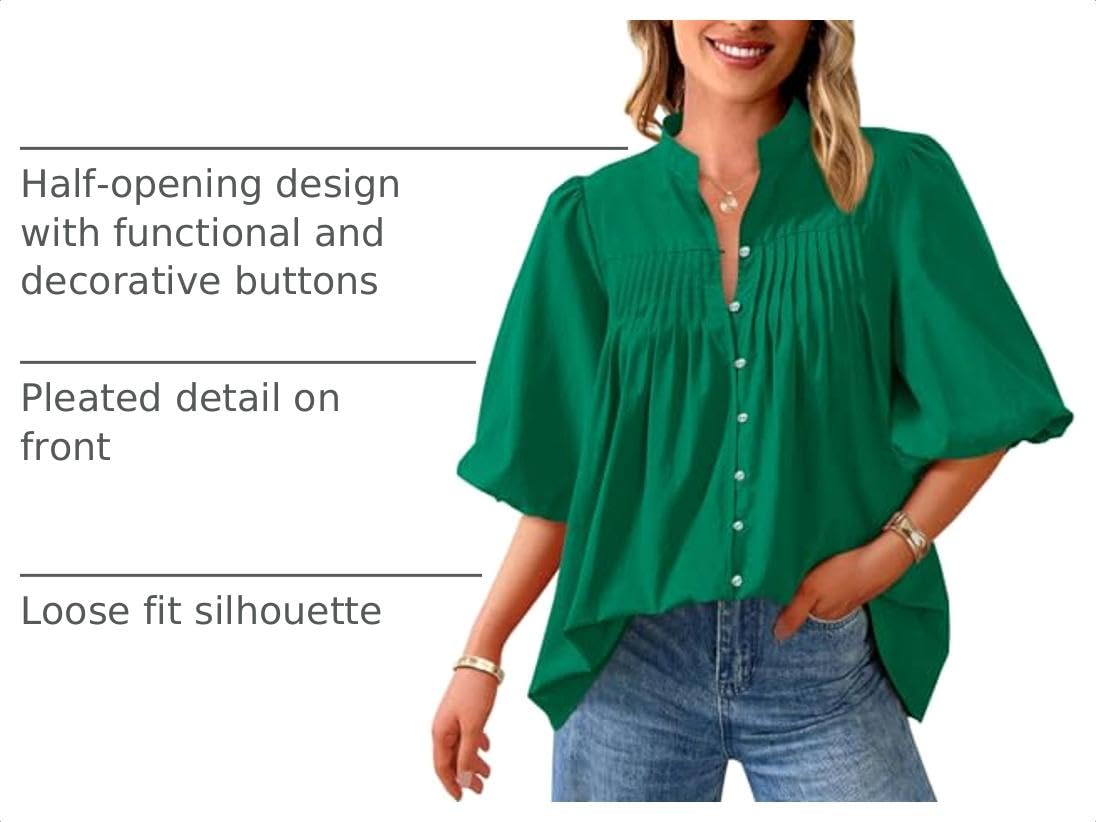 Short Sleeve Henley Shirts for Women,Green,S