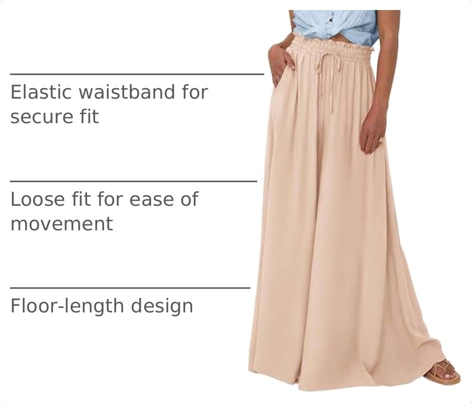 Summer Wide Leg Palazzo Pants for Women Casual,Beige,S