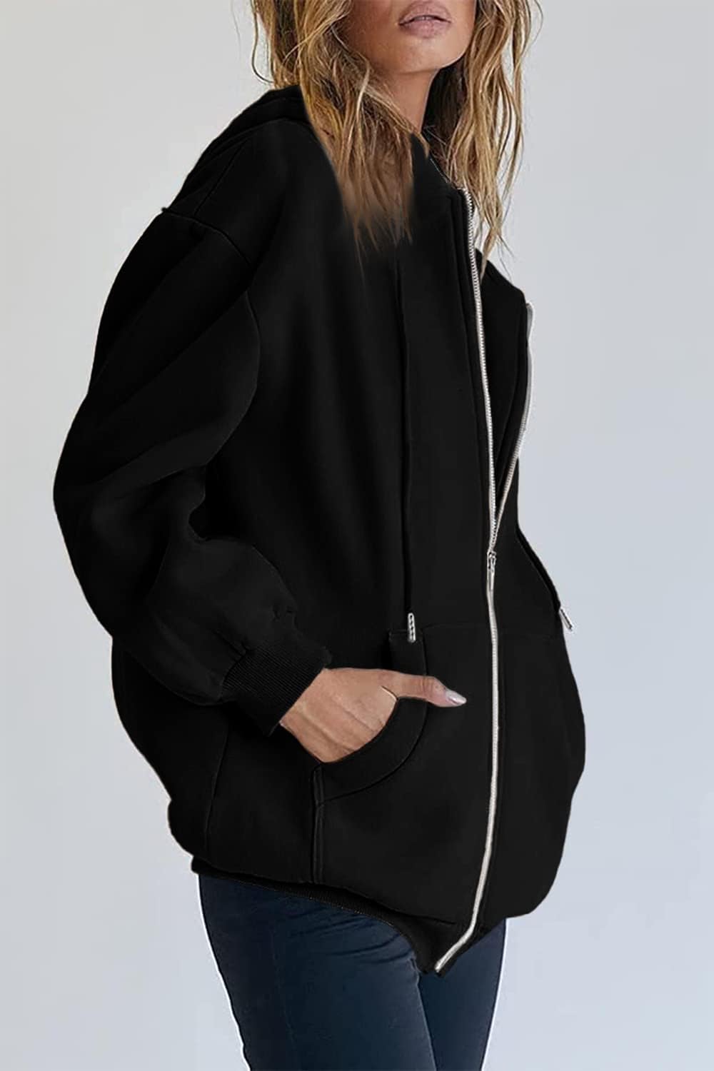 Women's Fall Zip Up Hoodies Sweatshirts Black