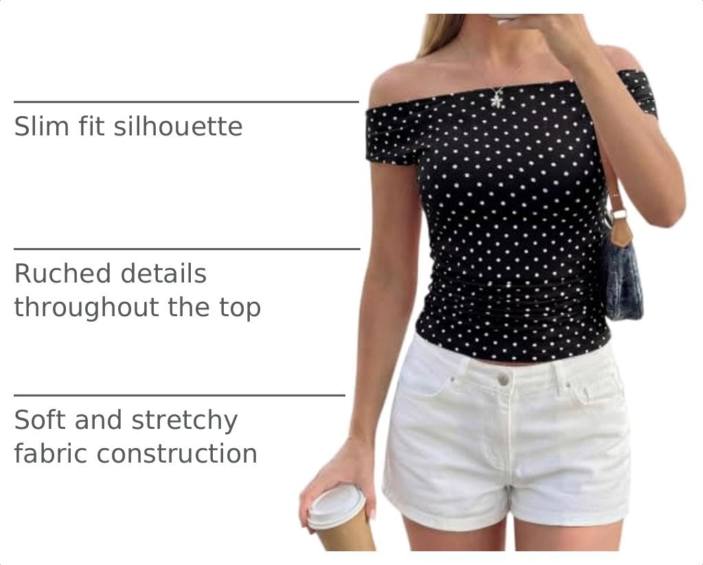 Women's Summer Off The Shoulder Tops Cute Ruched Shirts