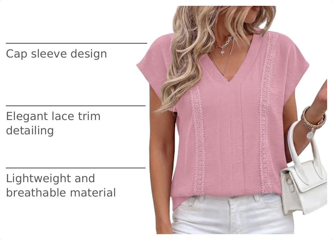 Women's Summer Tops Dressy Casual Blouses,Pink,S