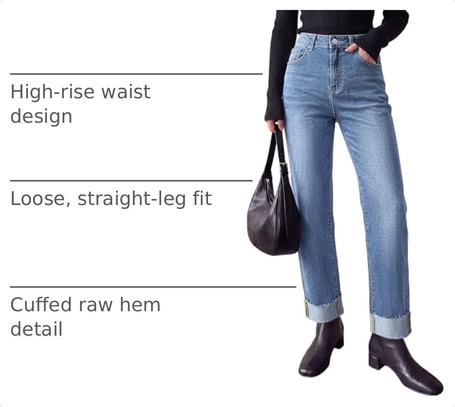 Women's Baggy Denim Jeans Wide Leg Pants Dusk Blue 4