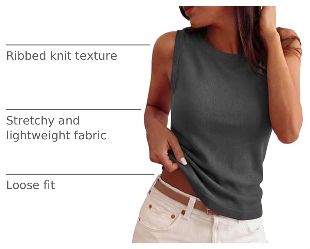 Women's Summer Sleeveless Sweater Tank Tops,Dark Grey,S