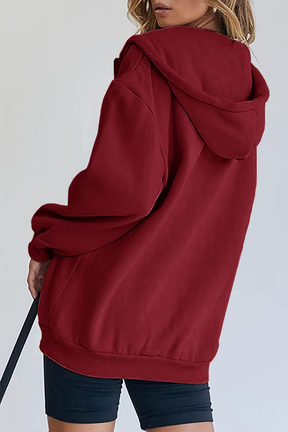 Women's Fall Zip Up Hoodies Sweatshirts Red