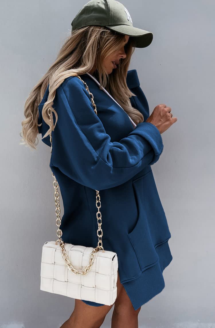 Sweatshirt for Women Fall Oversized Hoodie Dress,Blue,S