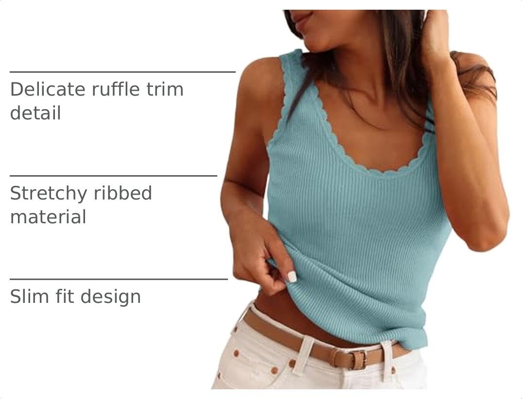 Womens Ribbed Knit Sleeveless Tank Tops,Light Blue,S