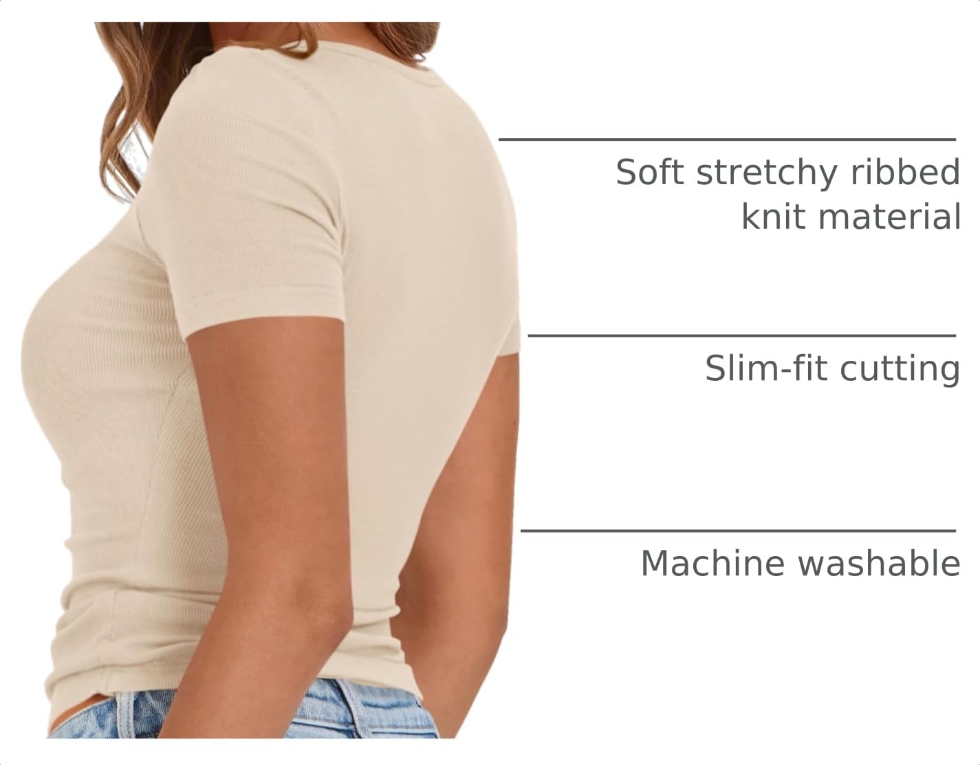 Women's Summer Tops Henley Tee Shirts (Beige,Medium)