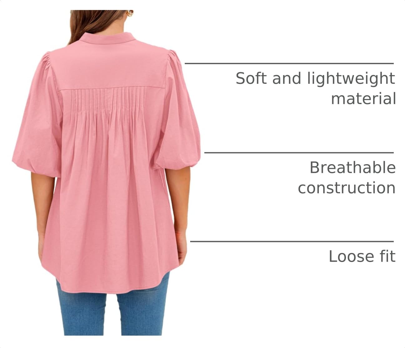 Short Sleeve Henley Shirts for Women,Pink,S