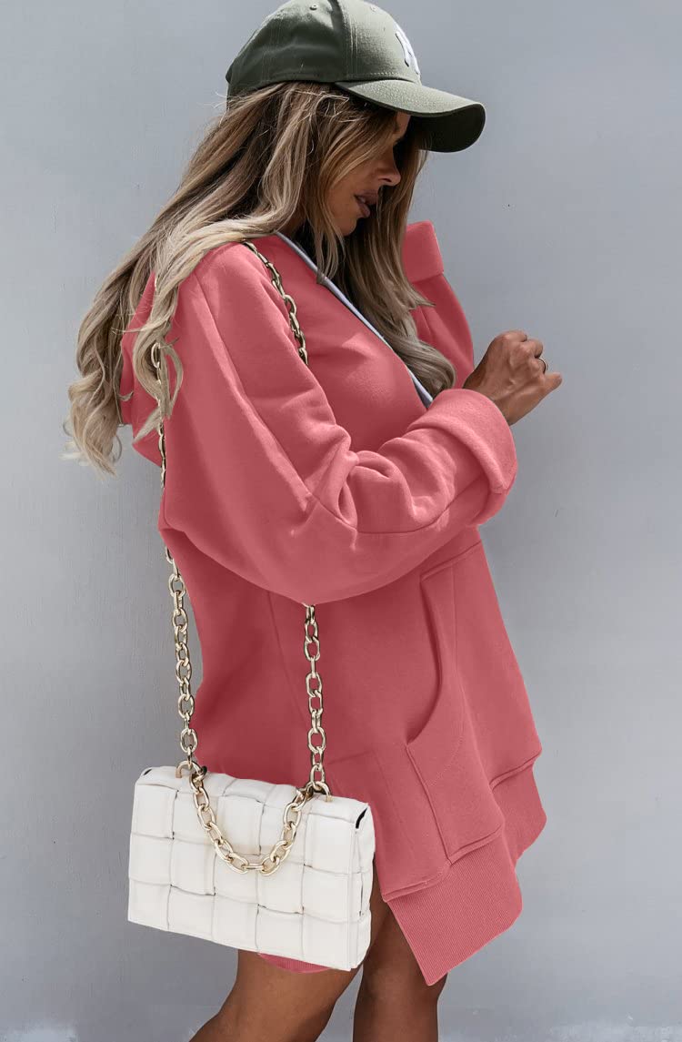 Sweatshirt for Women Fall Oversized Hoodie Dress,Pink,S