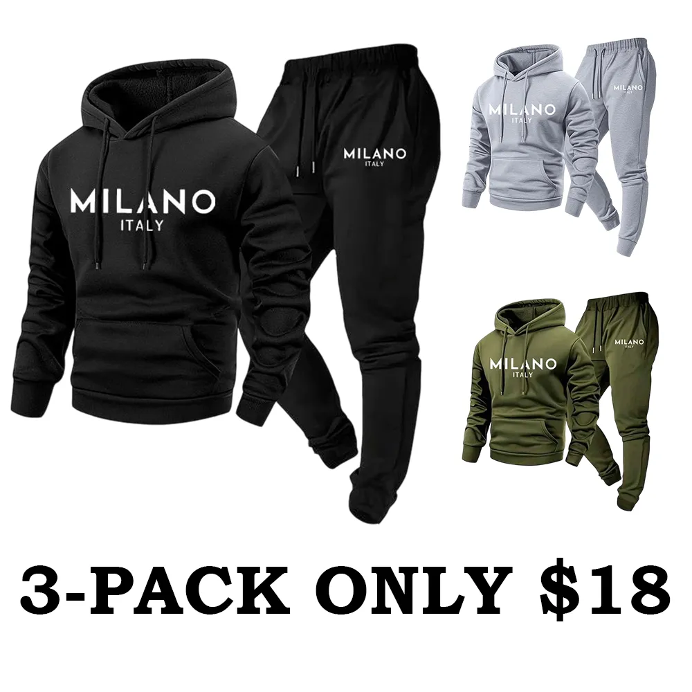 Men's Milano Printed Hoodie and Drawstring Sweatpants Set
