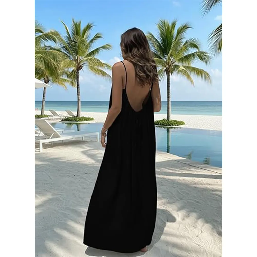 Women's Solid Backless Cami Dress