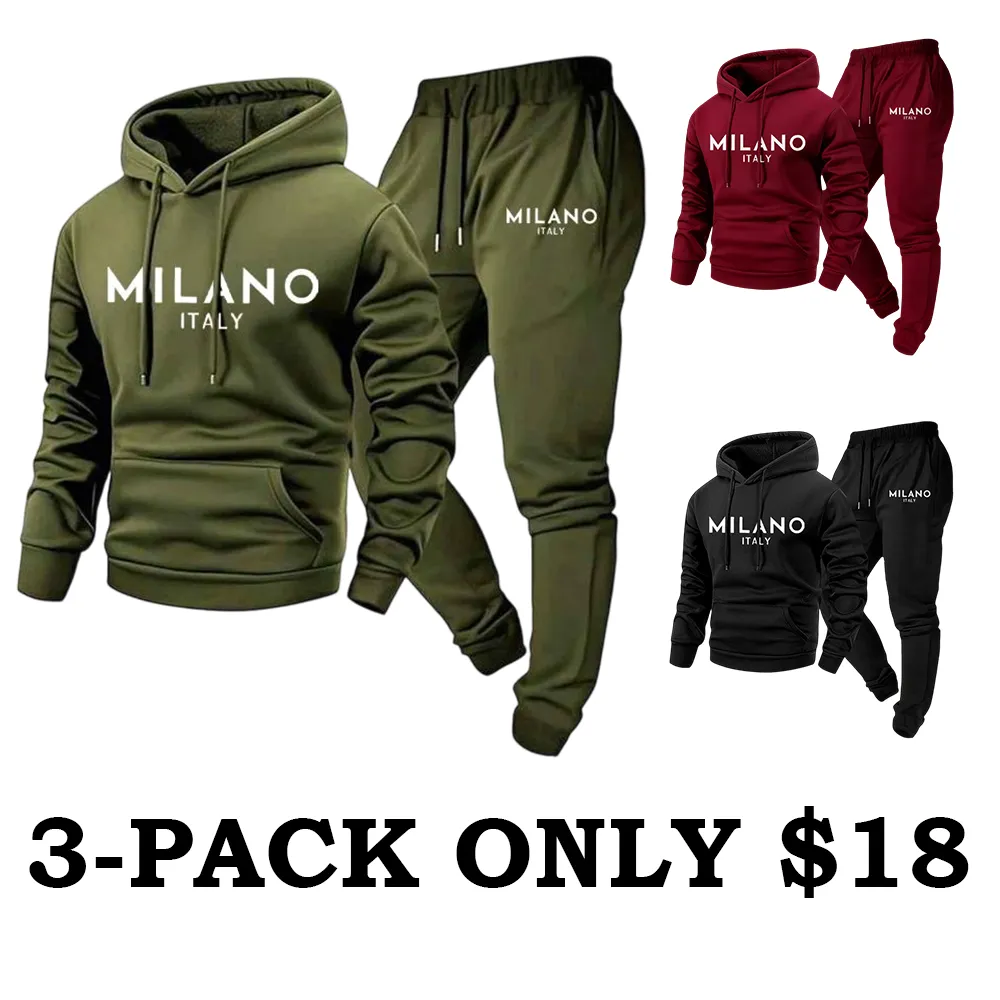 Men's Milano Printed Hoodie and Drawstring Sweatpants Set