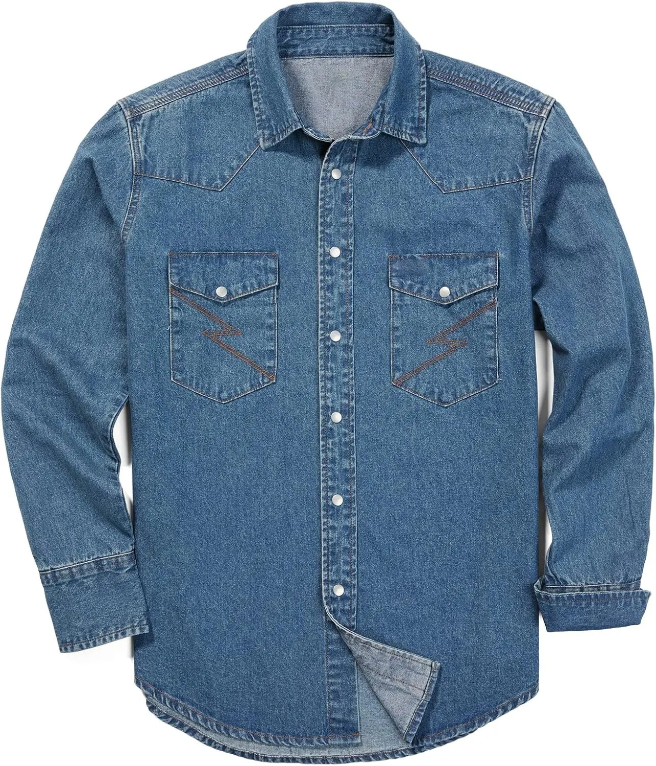 ✨Hot Sale✨Men's Long Sleeve Stone-Washed and Pre-Washed Denim Work Shirt