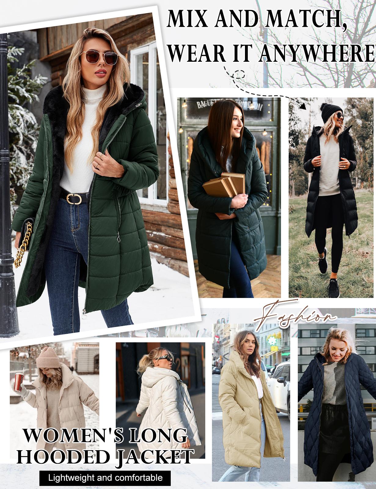 Women's fleece-lined hooded winter coat detail 14