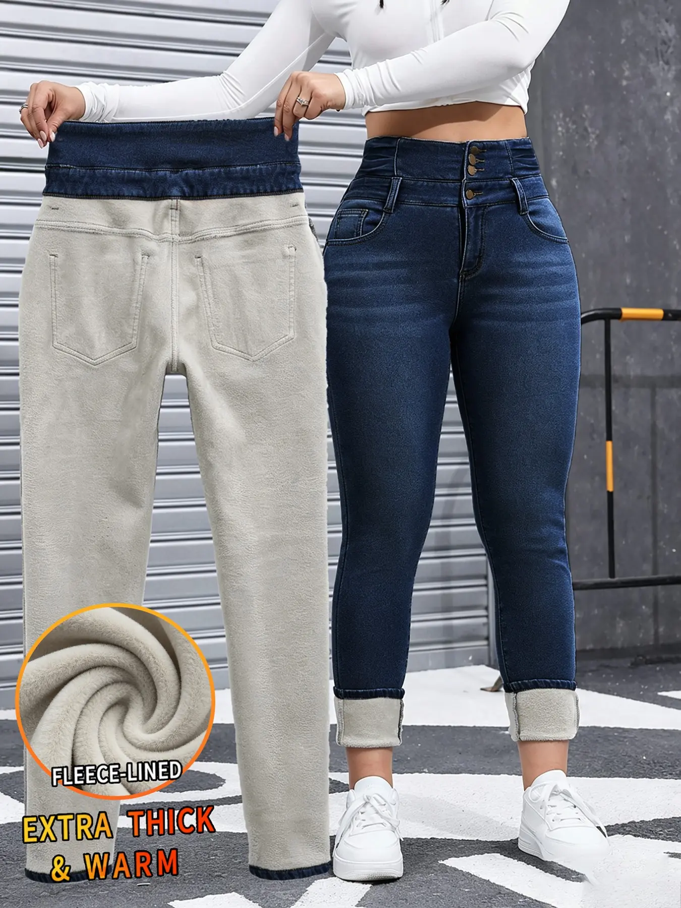 Women's High-Stretch Slim Fitted Winter Jeans