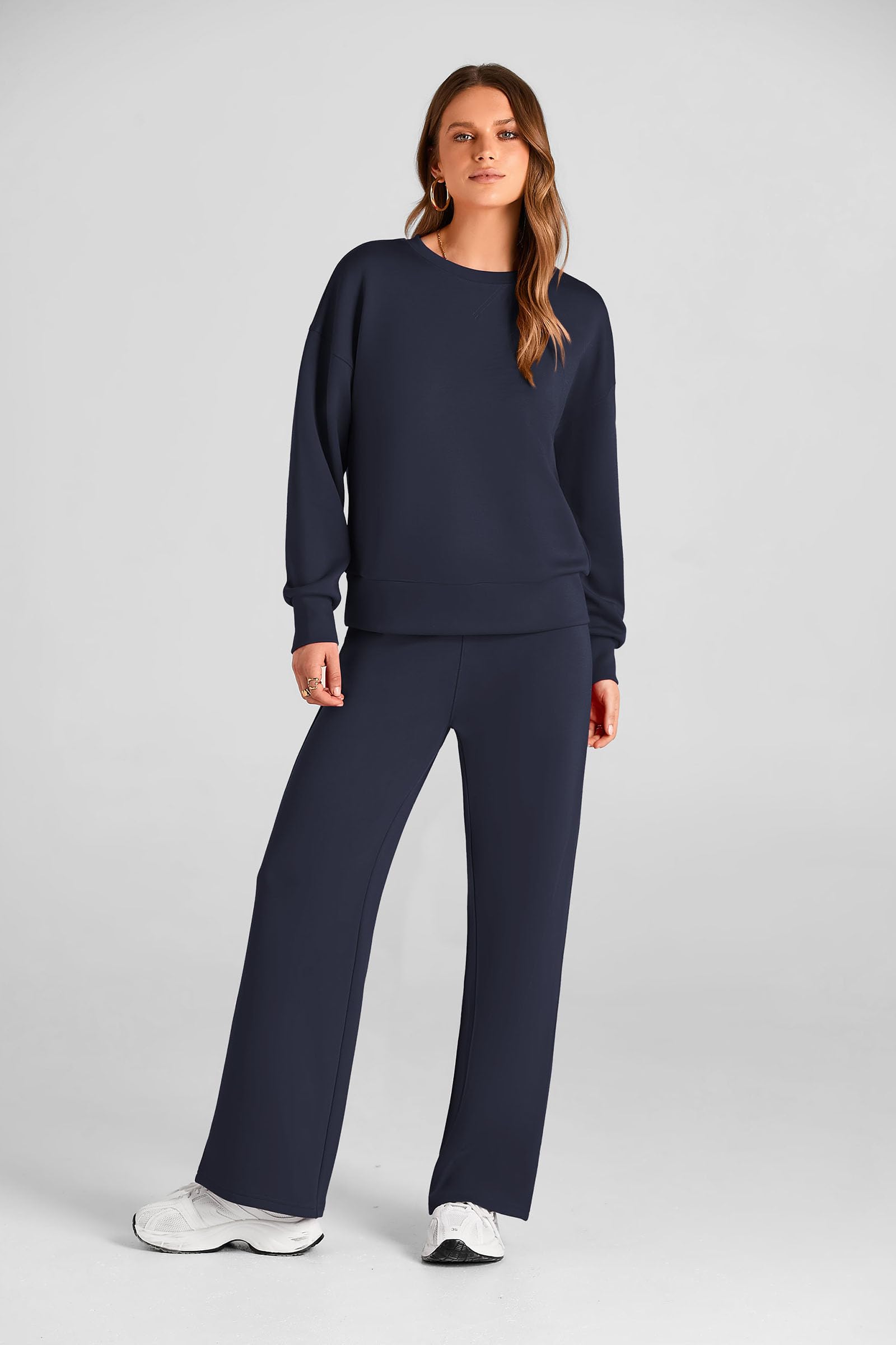 Women's 2 Piece Outfits Sweatsuits Lounge Sets,Navy,S