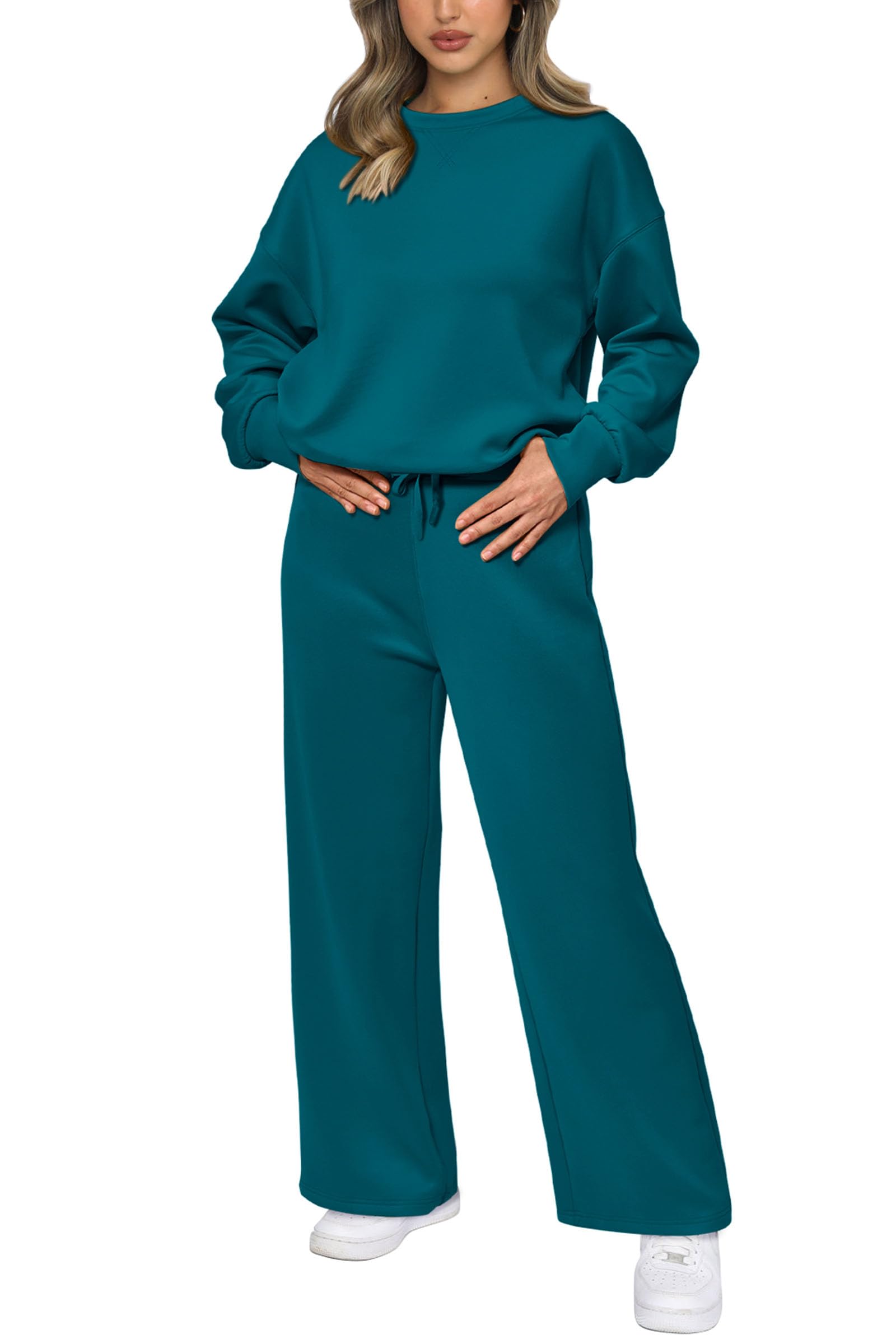 Women's 2 Piece Outfits Sweatsuits Lounge Sets,Blue Green,S