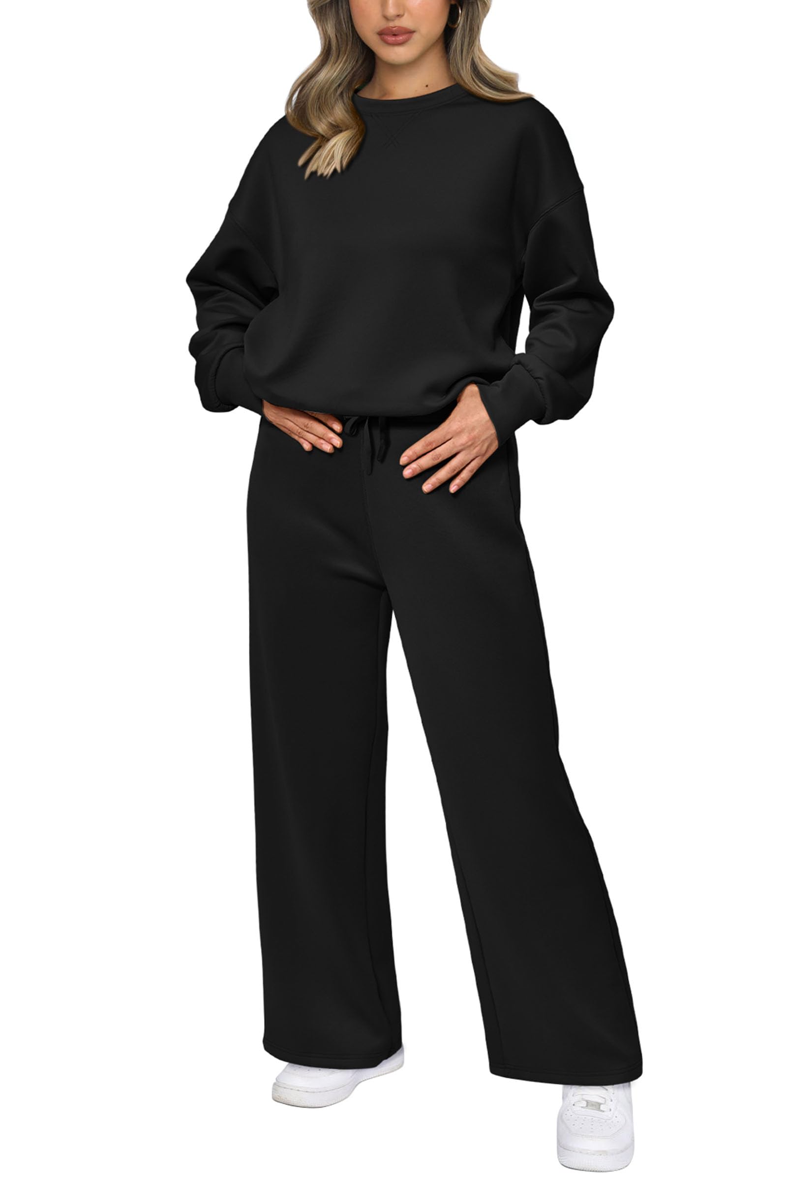 Women's 2 Piece Outfits Sweatsuits Lounge Sets,Black,S