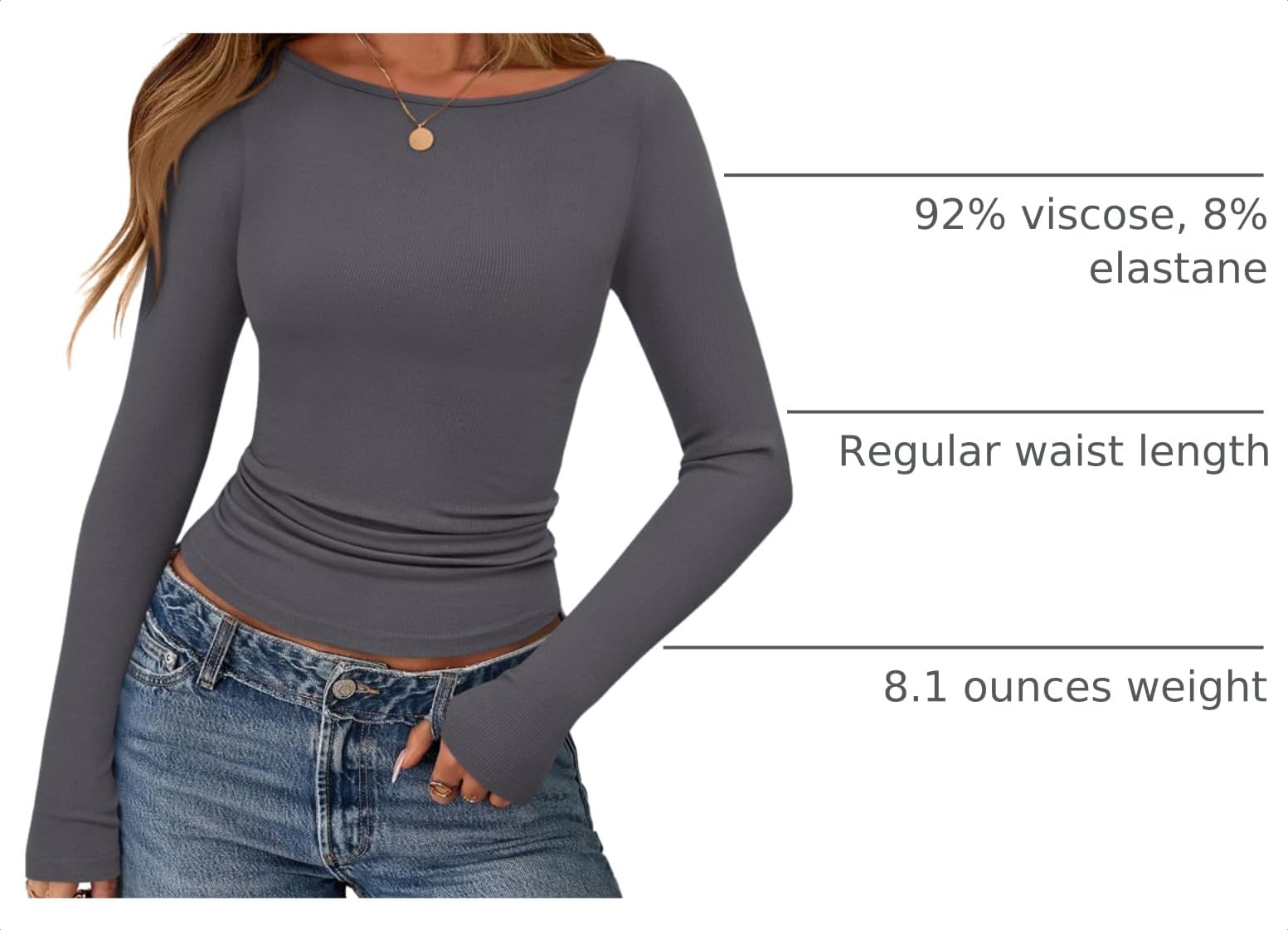 Long Sleeve T Shirts for Women Basic Ribbed Boat Neck Tops