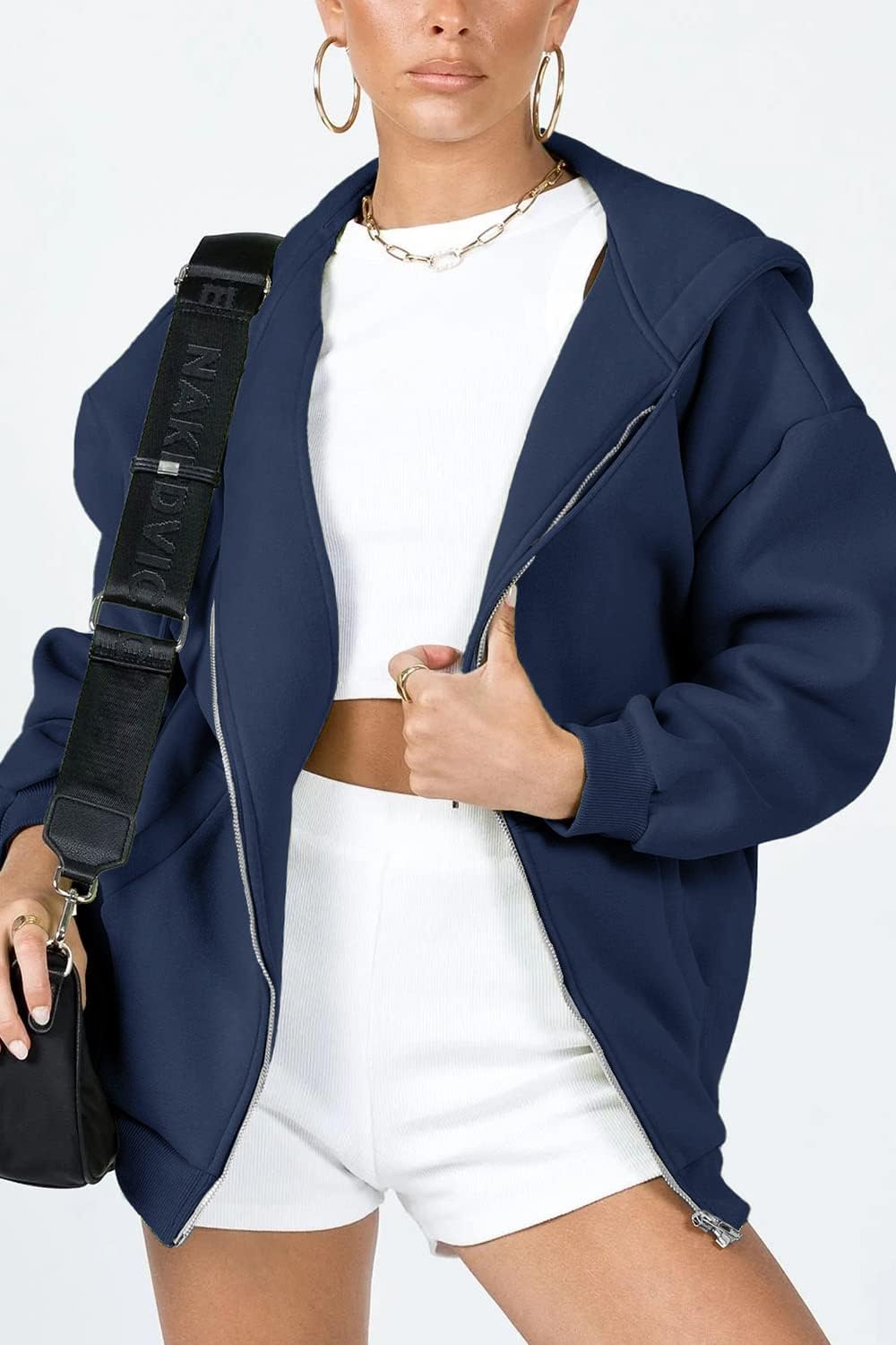 Women's Fall Zip Up Hoodies Sweatshirts Navy