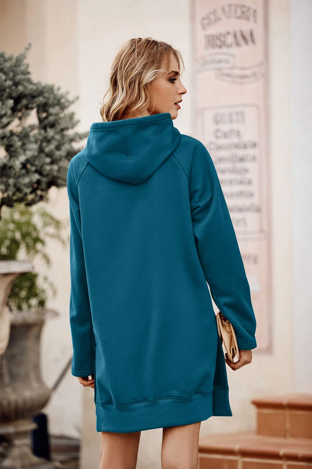Sweatshirt for Women Fall Oversized Hoodie Dress,Lake Blue,S