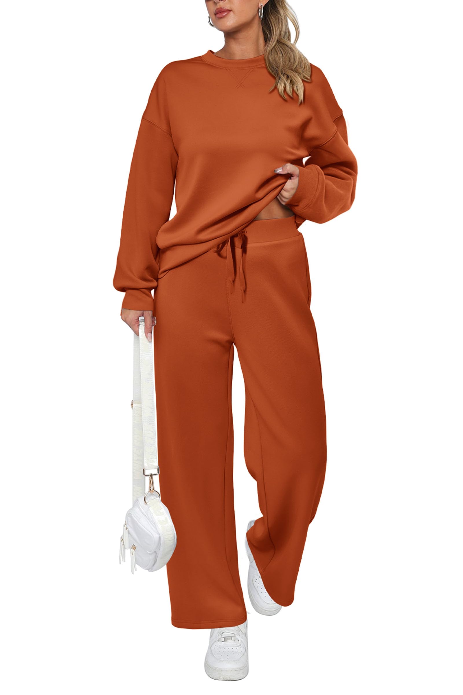 Women's 2 Piece Outfits Sweatsuits Lounge Sets,Orange,S