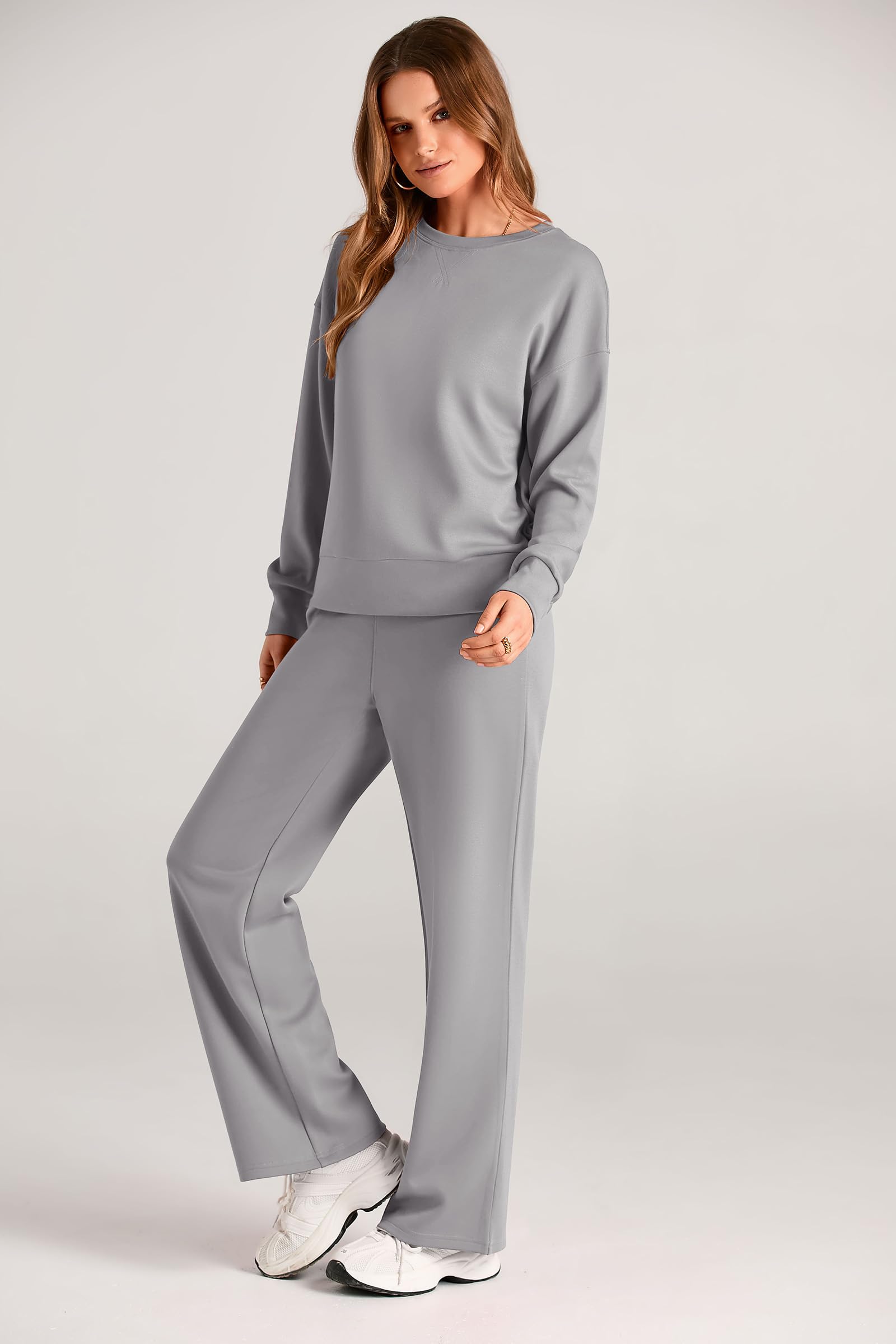 Women's 2 Piece Outfits Sweatsuits Lounge Sets,Grey,S