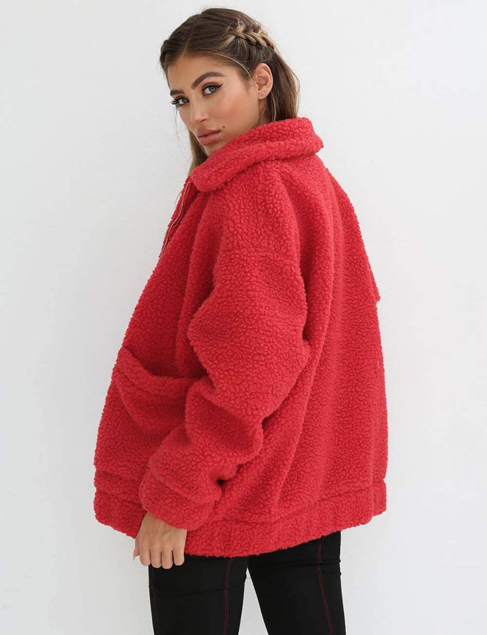 Oversized Sherpa Fleece Jacket Women's Winter Coats Outerwear