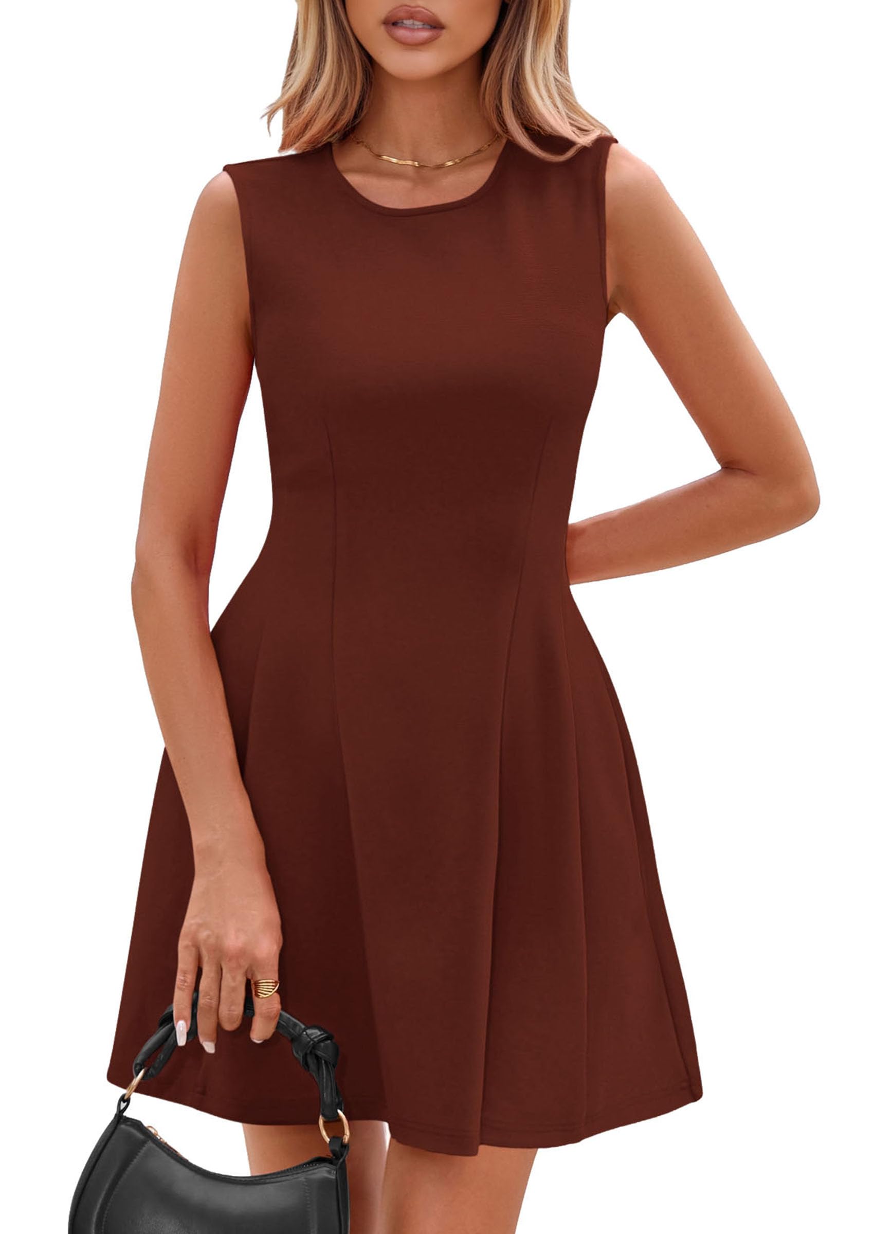 Women's A Line Elegant Summer Cocktail Dresses, Brick Red,XS