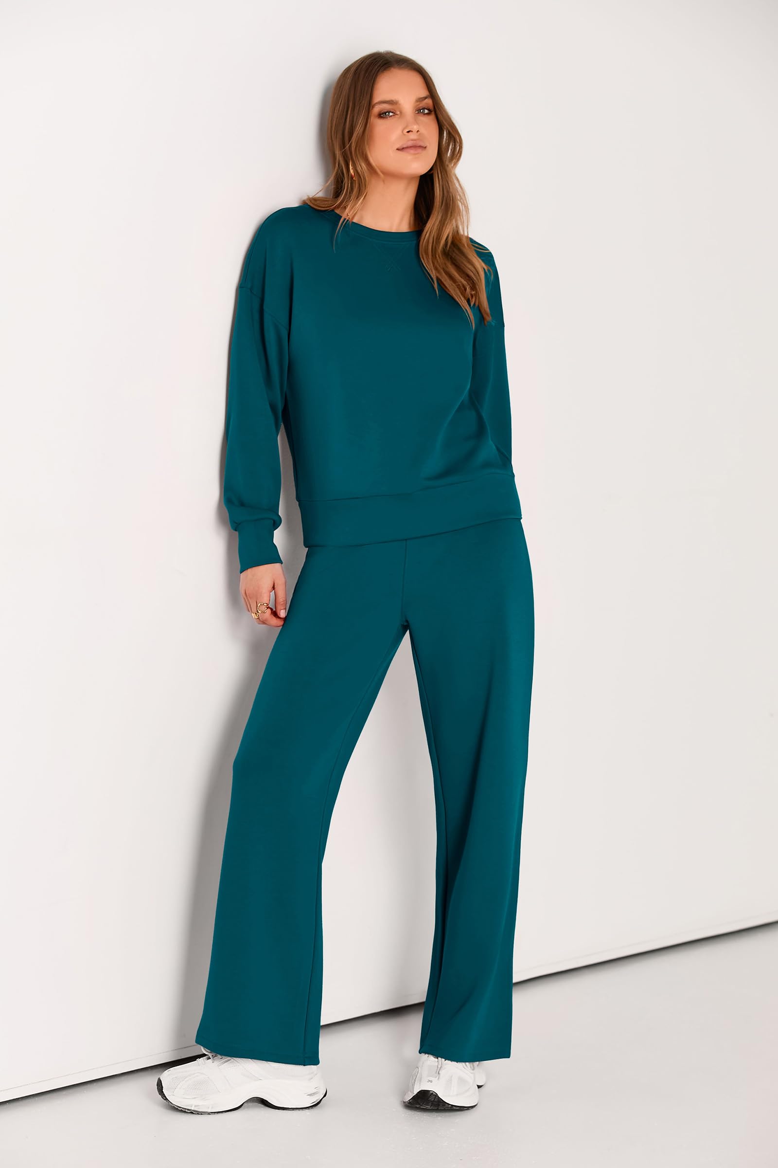 Women's 2 Piece Outfits Sweatsuits Lounge Sets,Blue Green,S