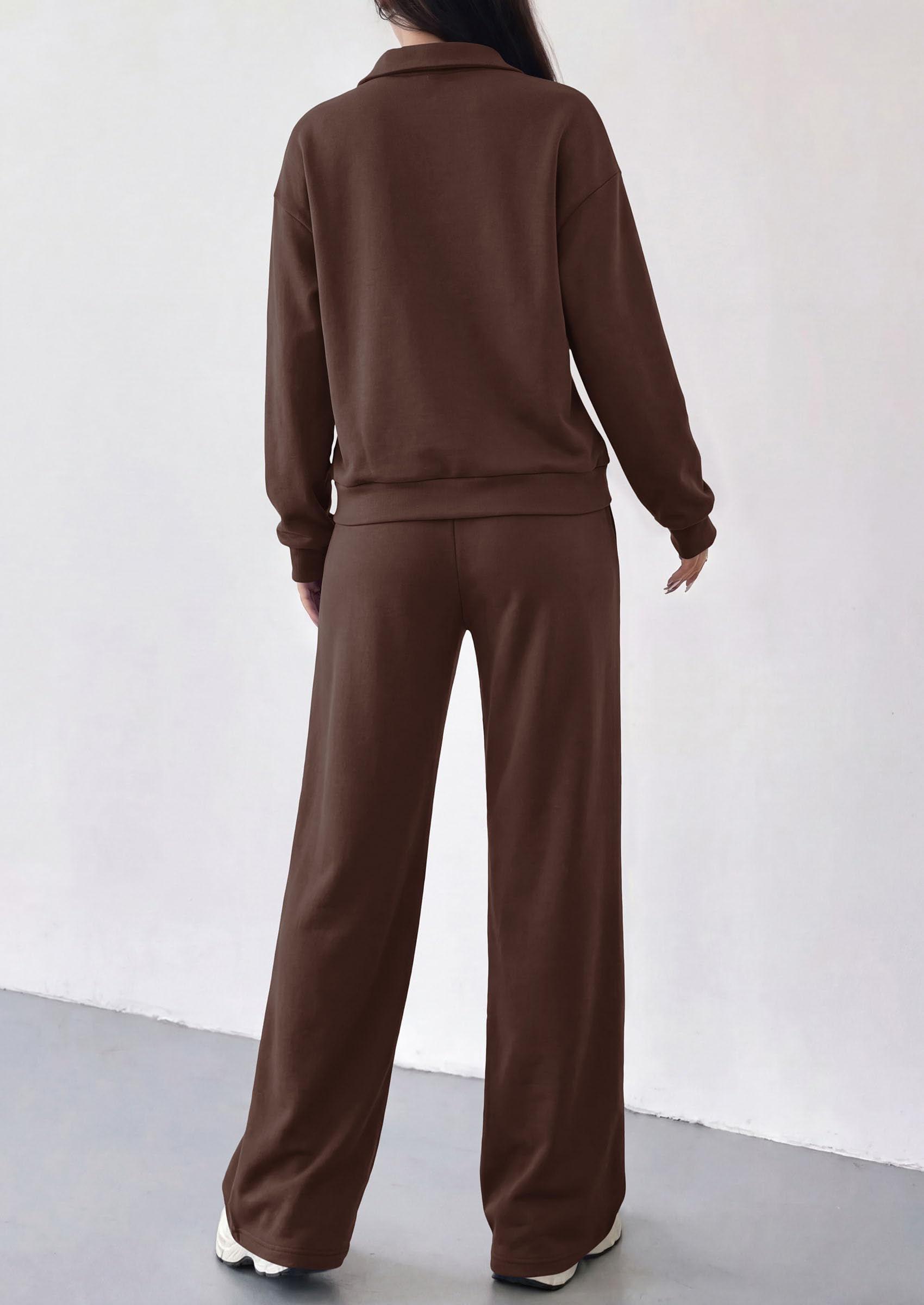 Women's Lounge Sets 2 Piece Outfits Sweatsuits,Brown,S