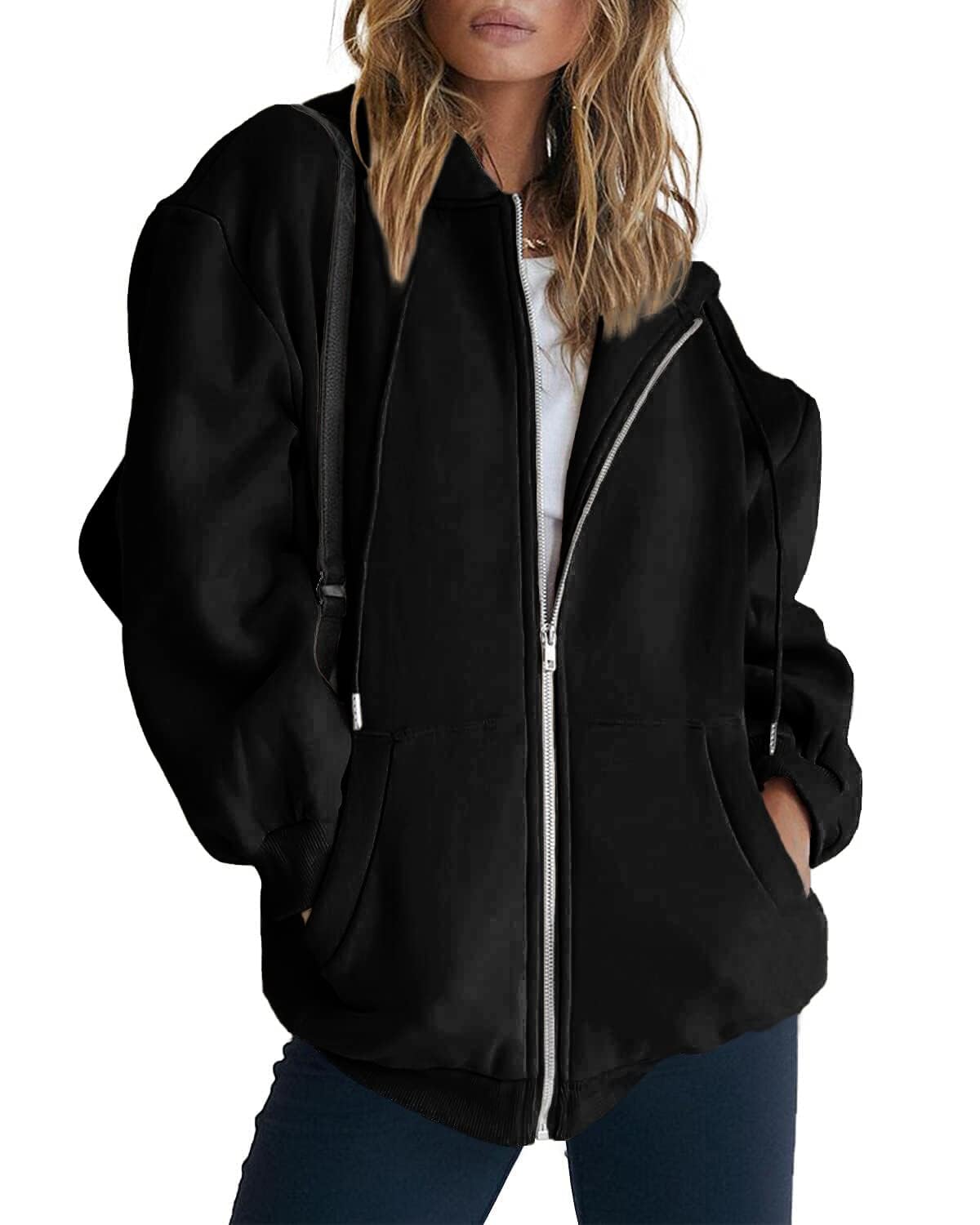 Women's Fall Zip Up Hoodies Sweatshirts Black