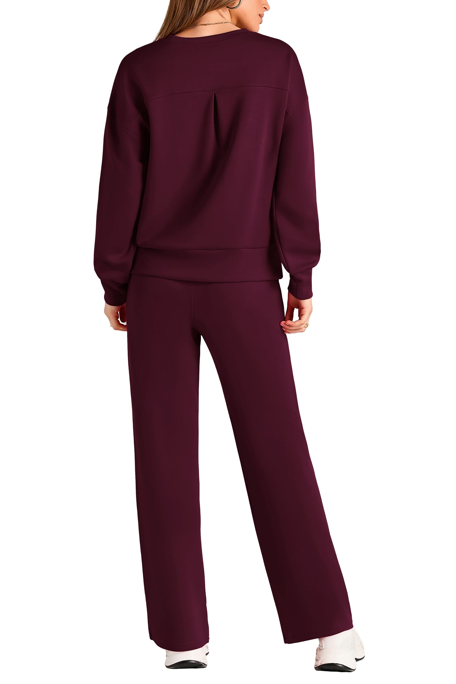 Women's 2 Piece Outfits Sweatsuits Lounge Sets,Wine Red,S