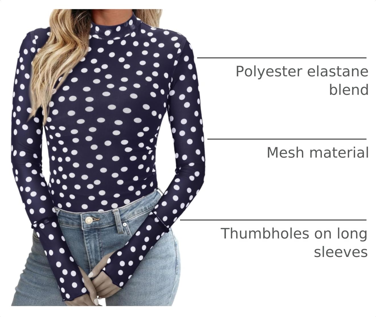 Womens Floral Mesh Long Sleeve Tops Fall Slim Fitted Shirts