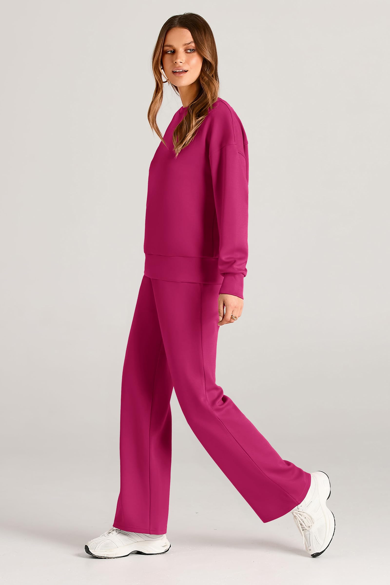 Women's 2 Piece Outfits Sweatsuits Lounge Sets,Rose Red,S