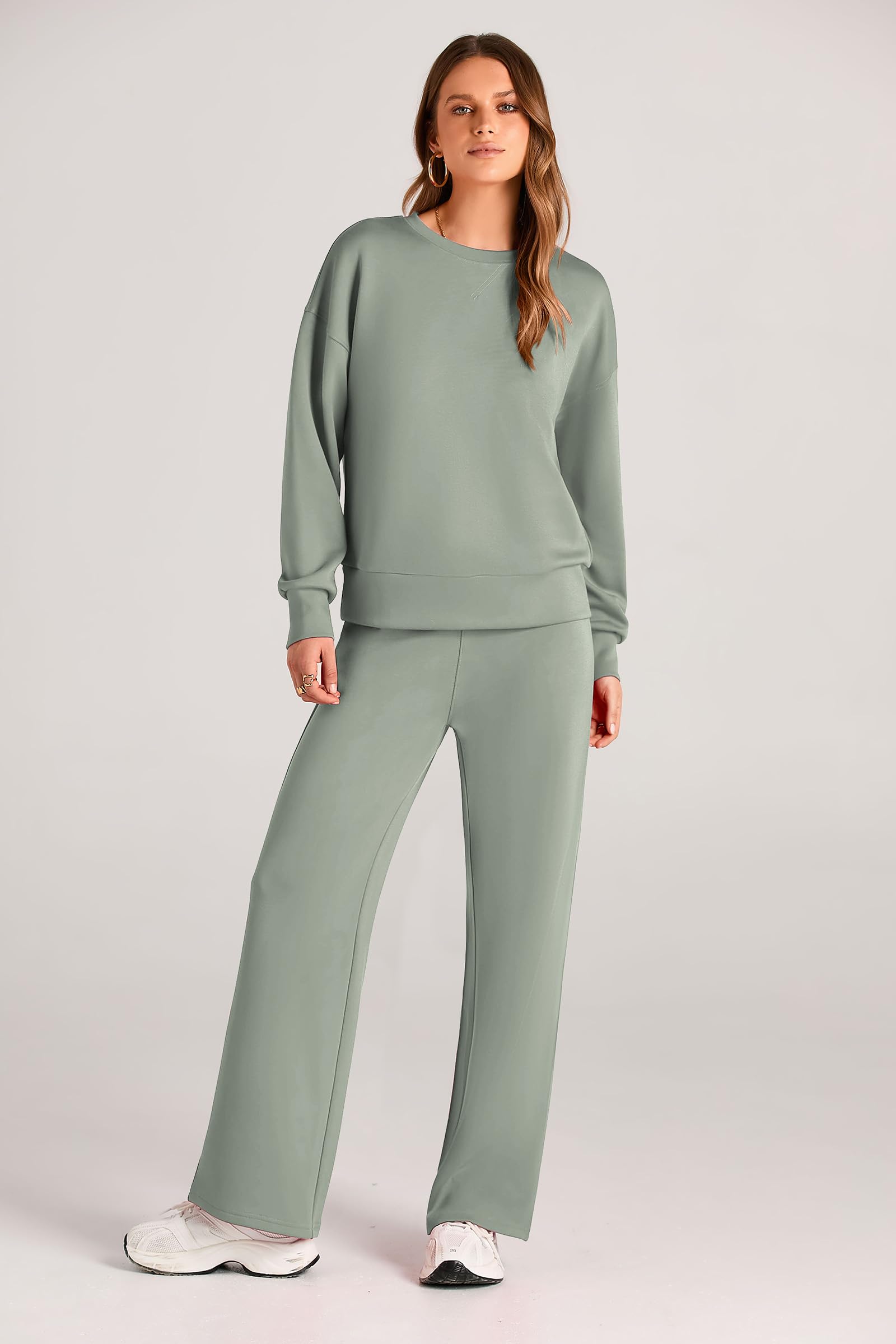 Women's 2 Piece Outfits Sweatsuits Lounge Sets,Light Green,S