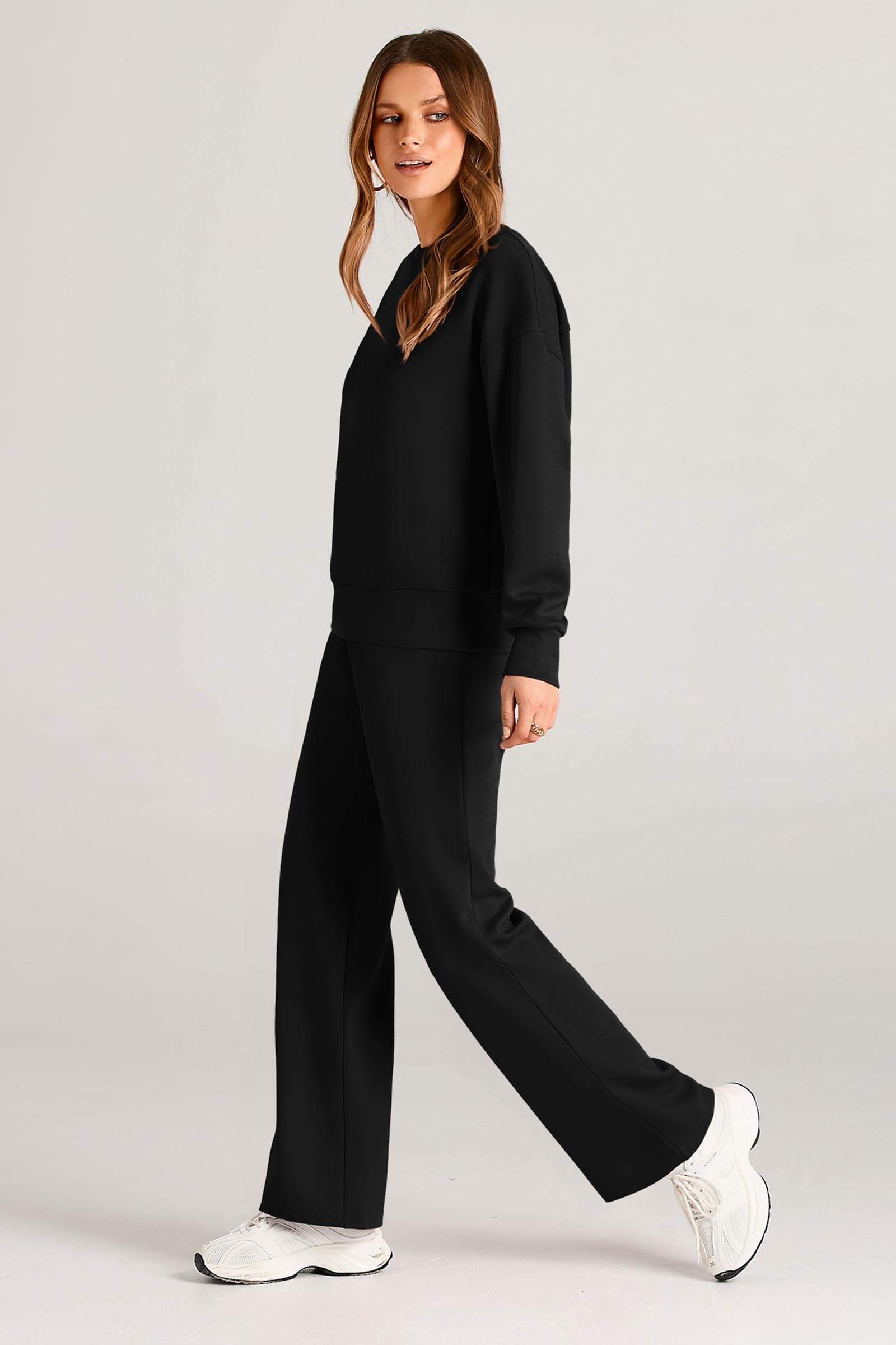 Women's 2 Piece Outfits Sweatsuits Lounge Sets,Black,S