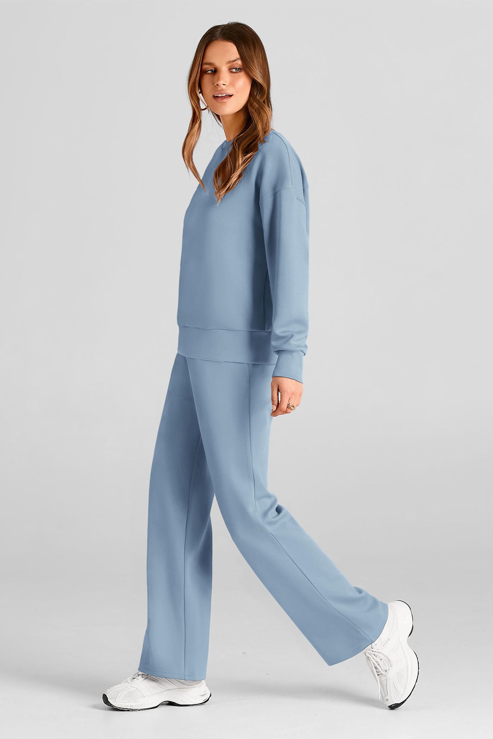 Women's 2 Piece Outfits Sweatsuits Lounge Sets,Light Blue,S