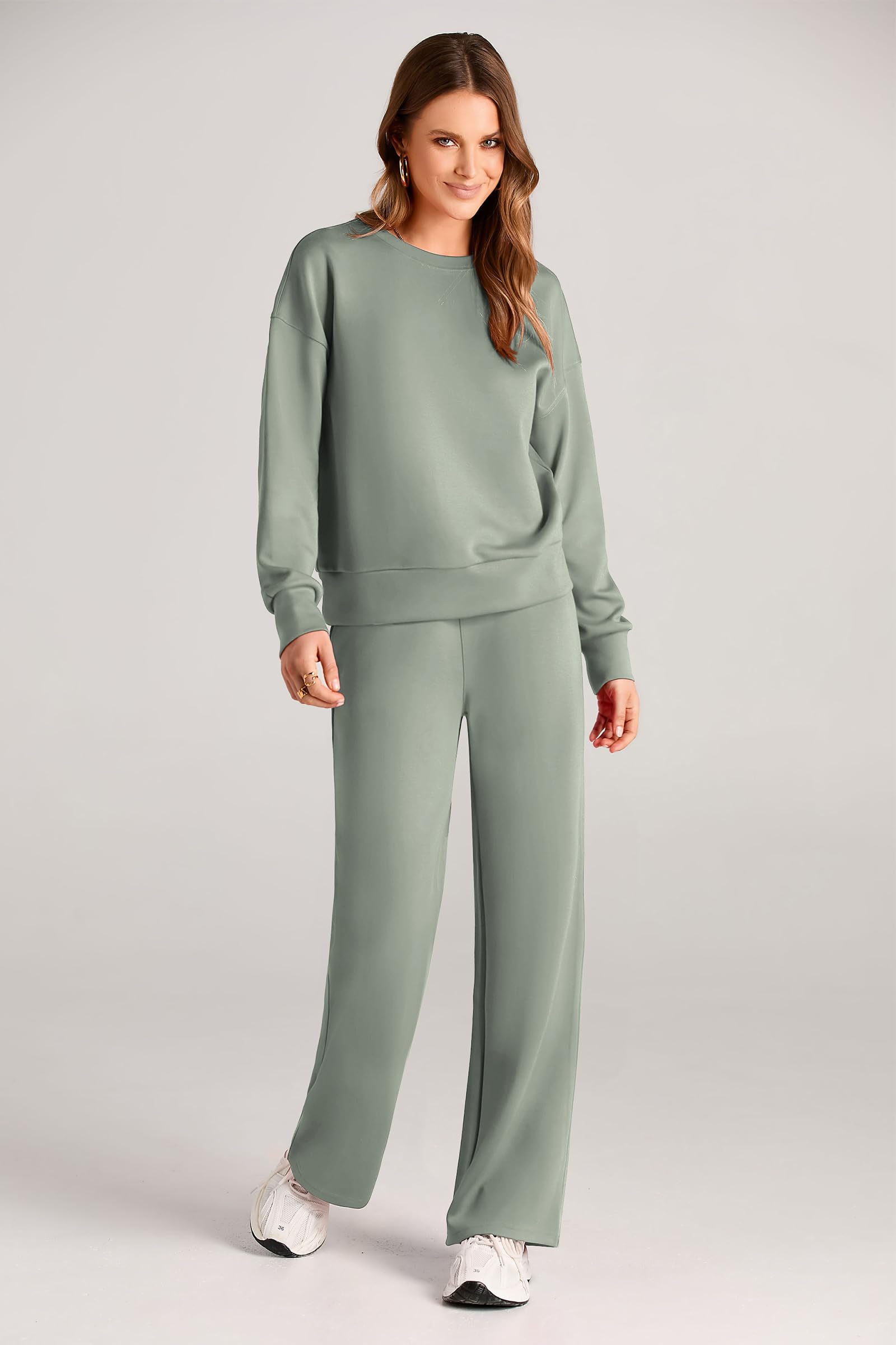 Women's 2 Piece Outfits Sweatsuits Lounge Sets,Light Green,S